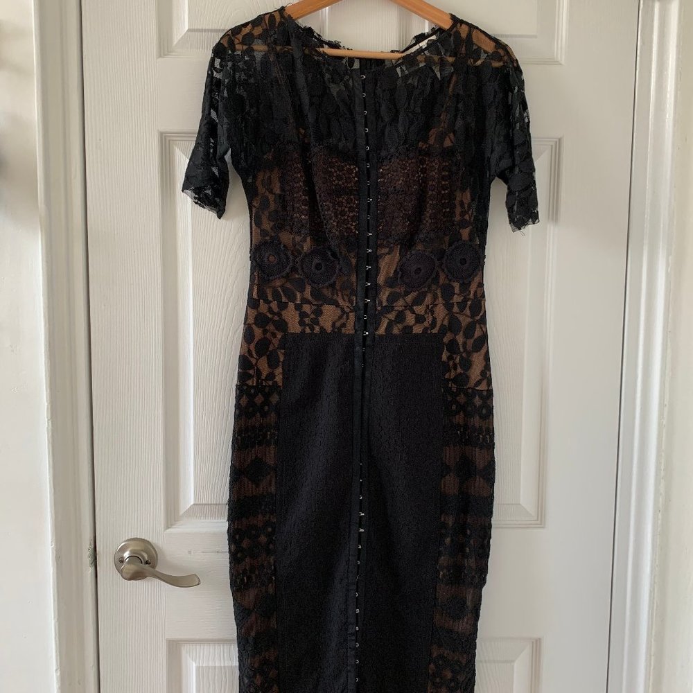 Elegant Black Lace Midi Dress